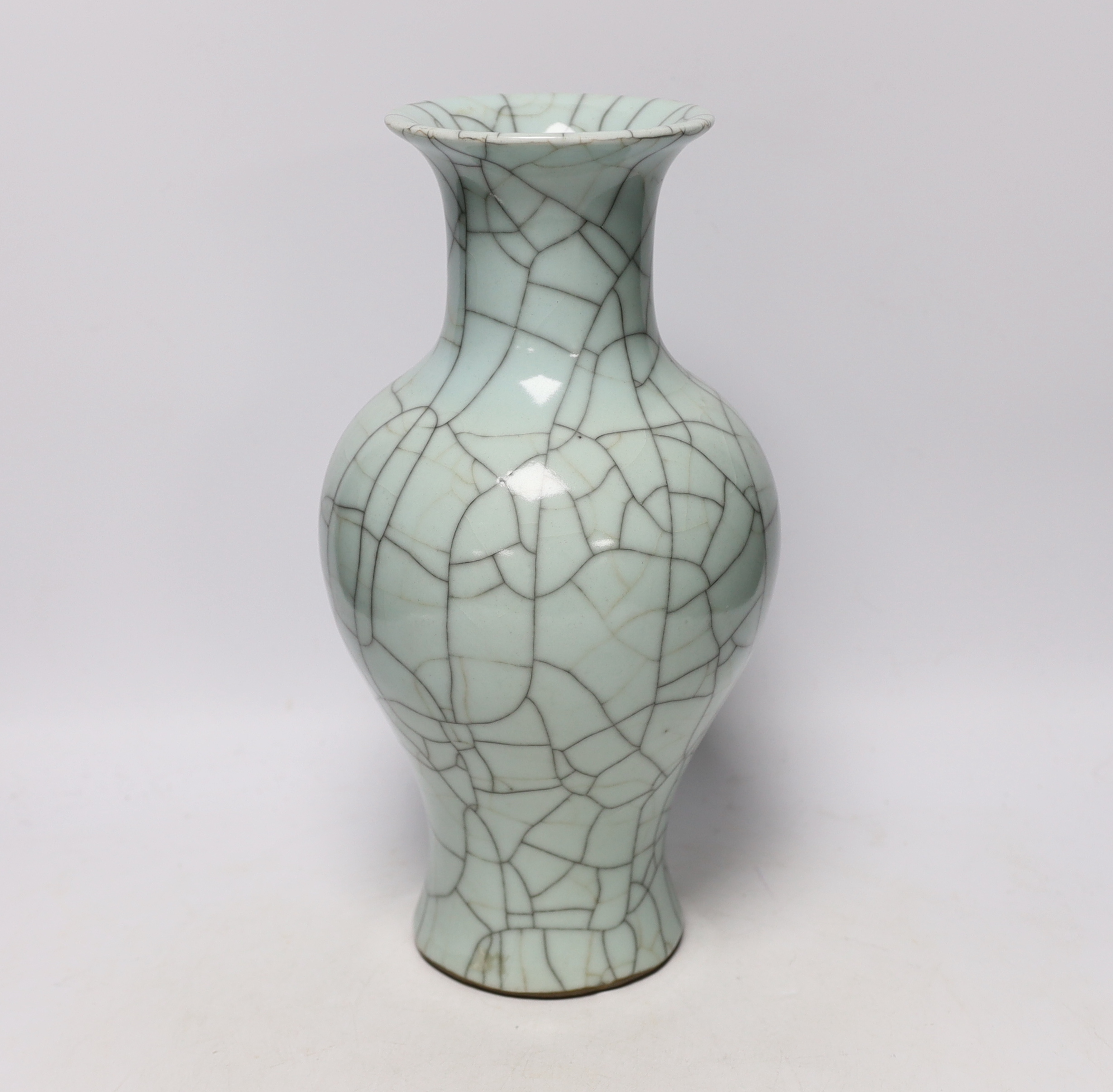 A Chinese duck egg blue crackleware vase, 34.5cm high